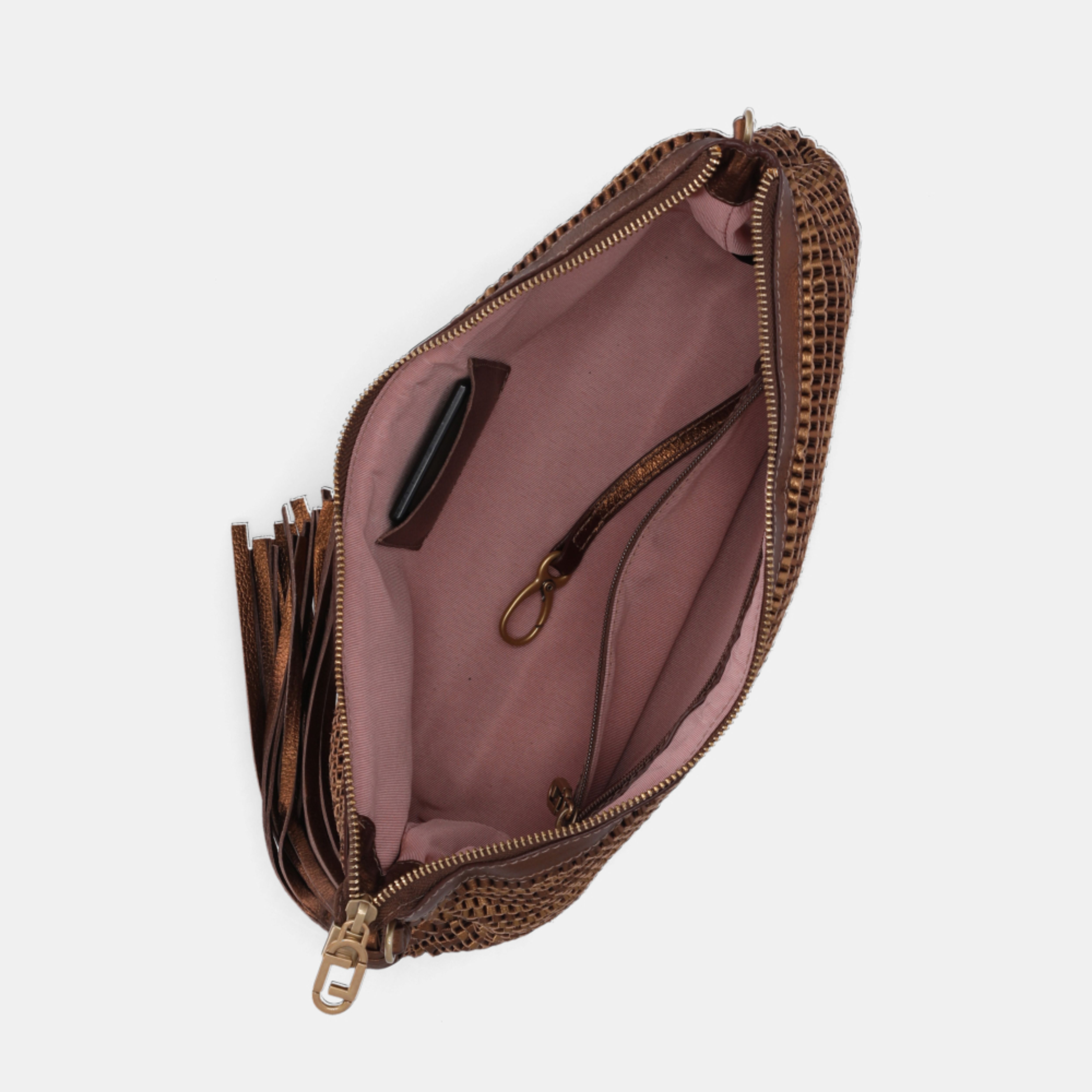 Bolsa Clutch Média Madras Bronze - 10006306 | Luz da Lua