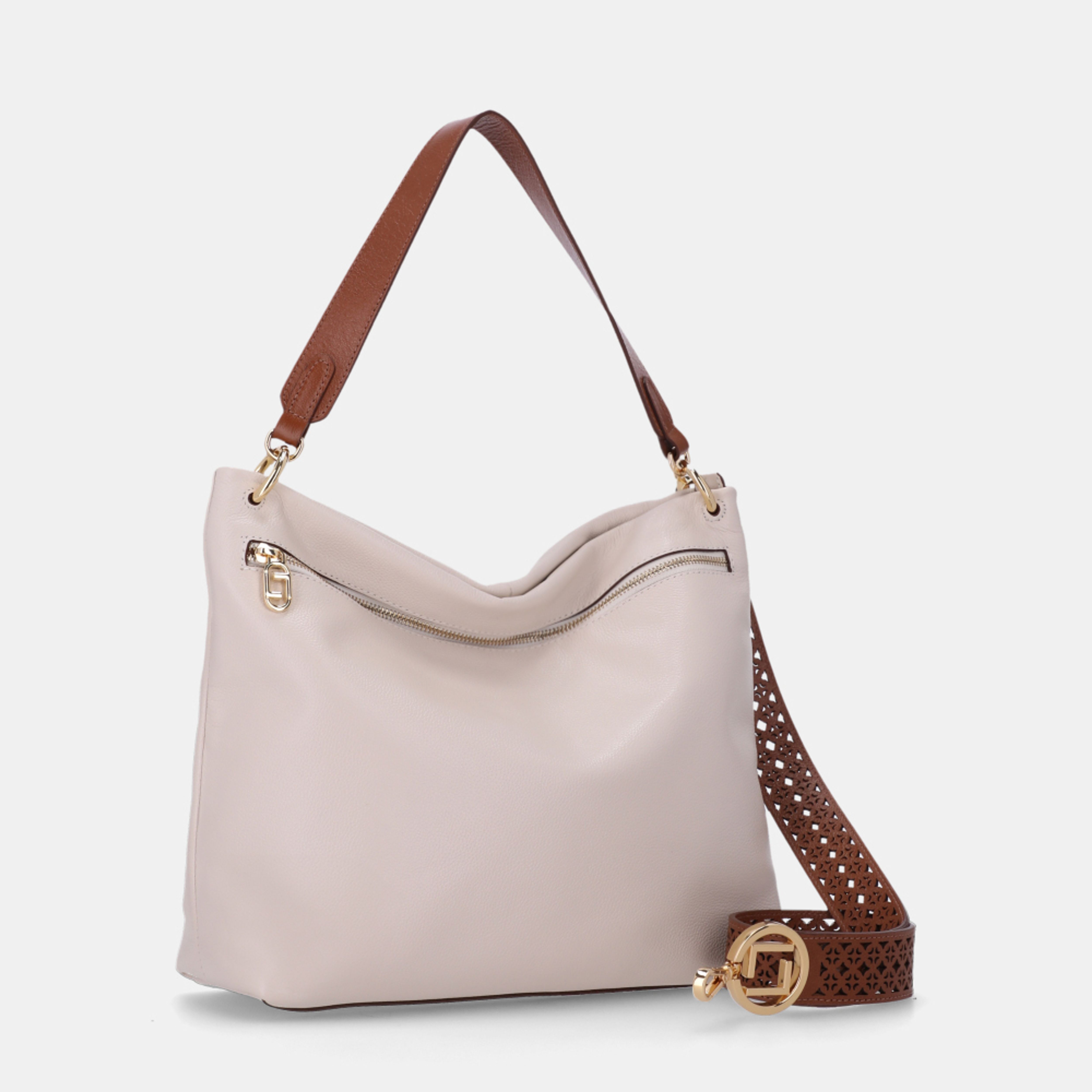 Bolsa Hobo Grande New Ridge Panna - 2000756 | Luz da Lua