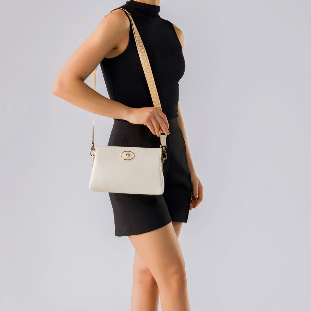 るる Bolsa Tiracolo Média Com Tampa e Puxador Marrom | ZZ MALL