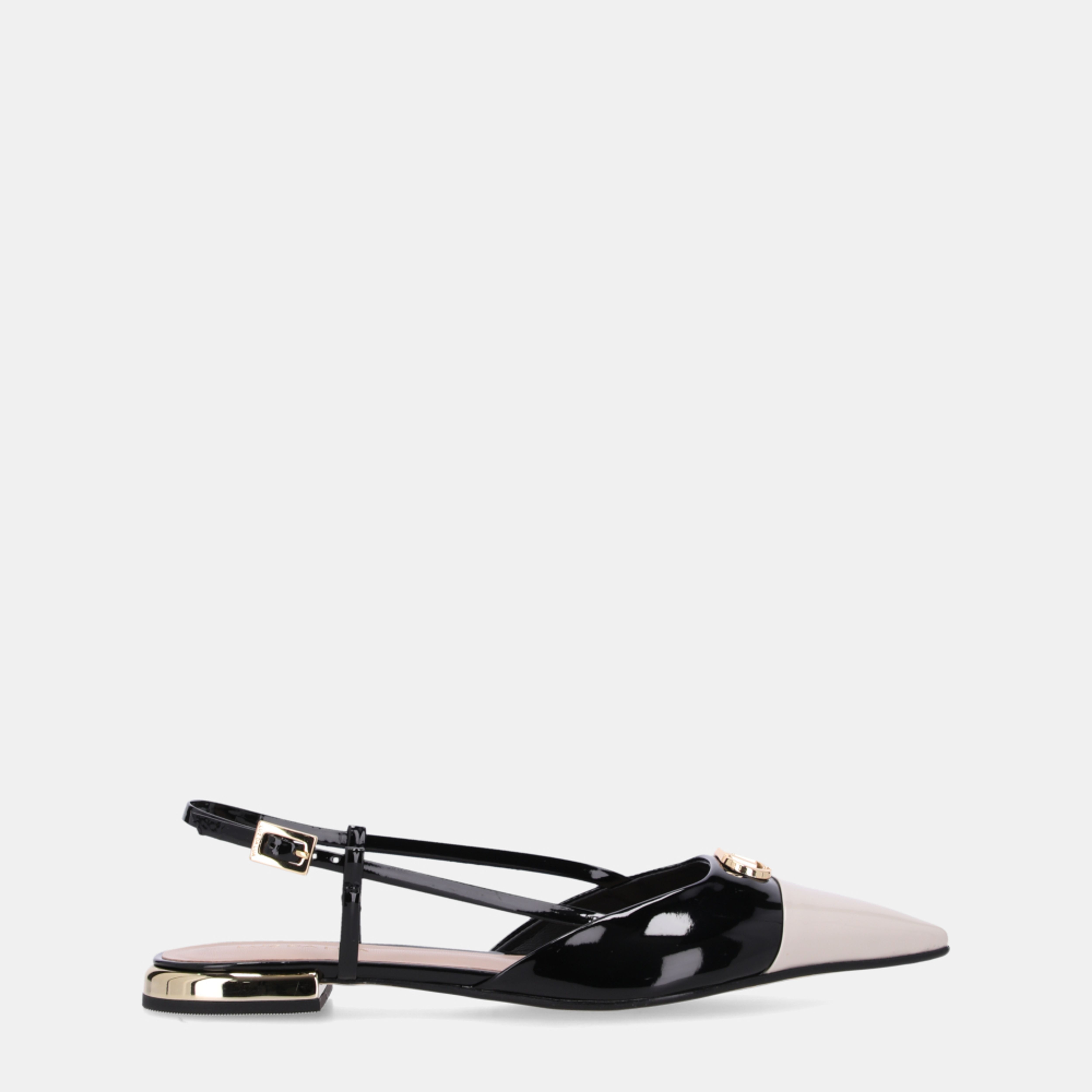 Slingback Verniz Pu Panna/verniz Pu Preto-bege - 80240025 | Luz da Lua