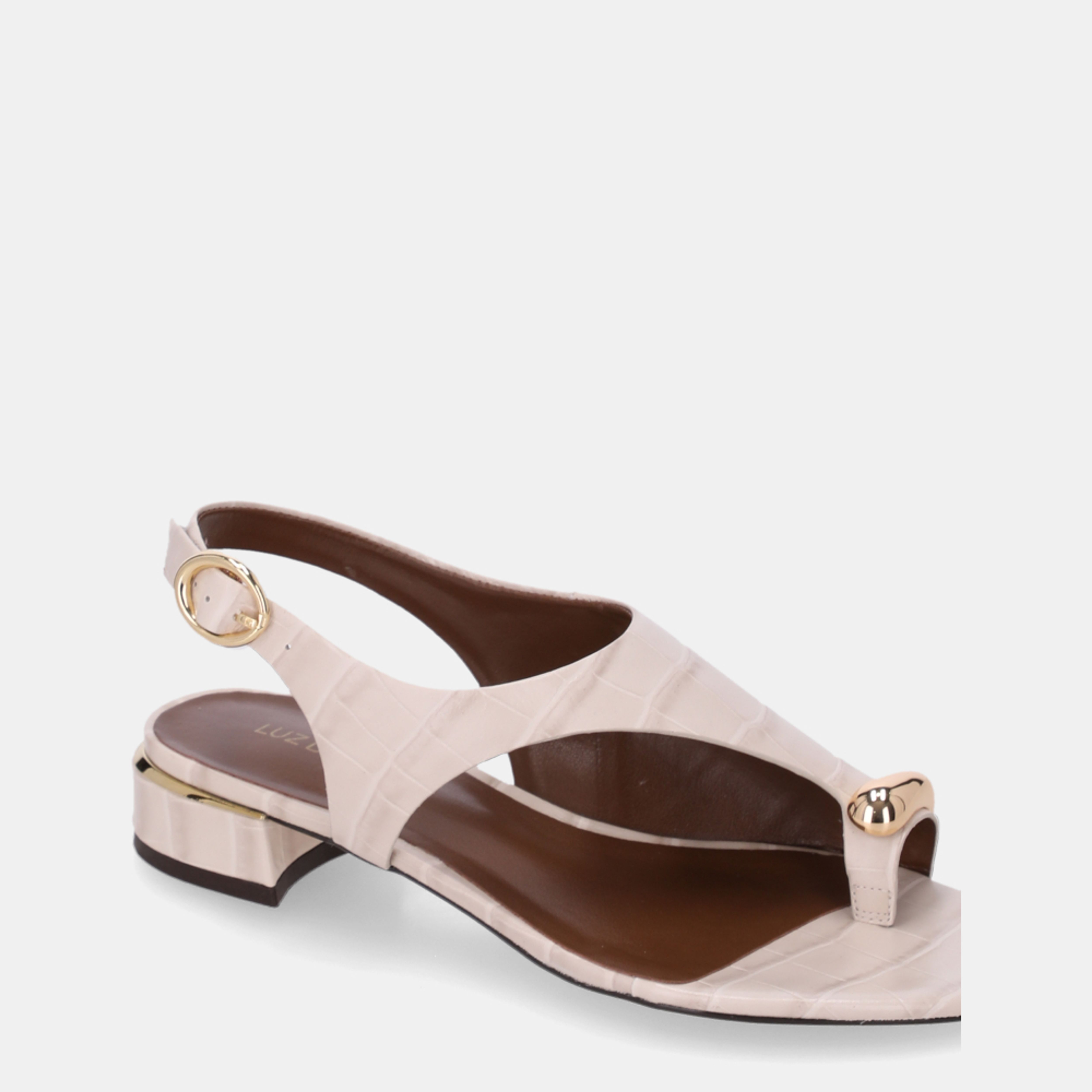 Sandália Rasteira Croco Panna - 80910004 | Luz da Lua