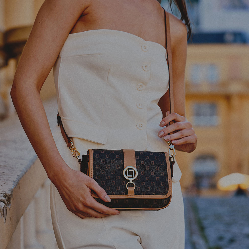 Bolsa Satchel Pequena Monograma Ll Mocca - 2000760 | Luz da Lua